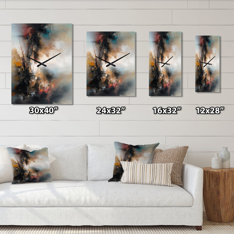 Horloge murale abstraite paysage abstrait II, H 32 po x l 16 po x P 1 po
