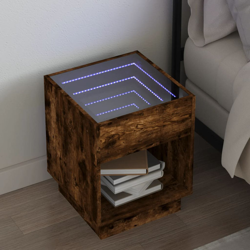 Daquana 40cm W Manufactured Wood Bedside Table, Brown Oak