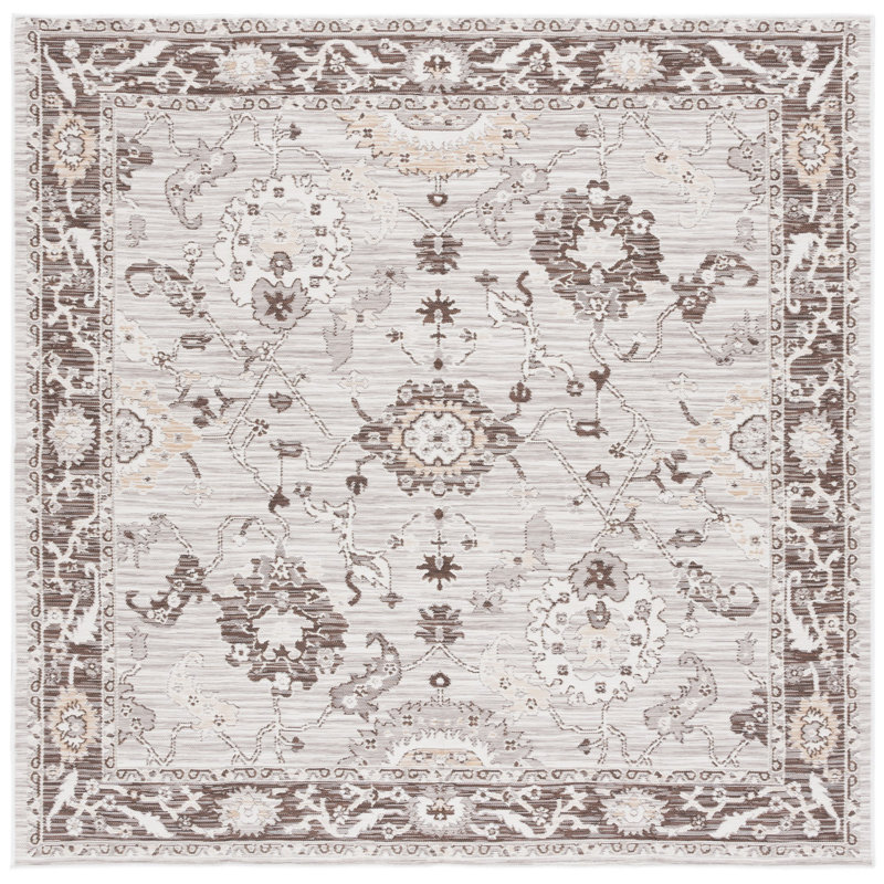 Tapis oriental d'intérieur / extérieur Kaity Sunrise Performance, Carré 6 pi 7 po