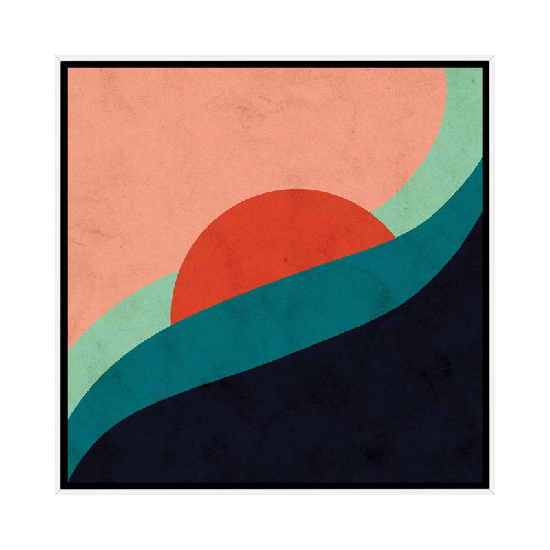 Horizon par Reyna Noriega-impression, H 18 po x l 18 po x 1,5 po, Toile blanche encadrée, Pas de tapis