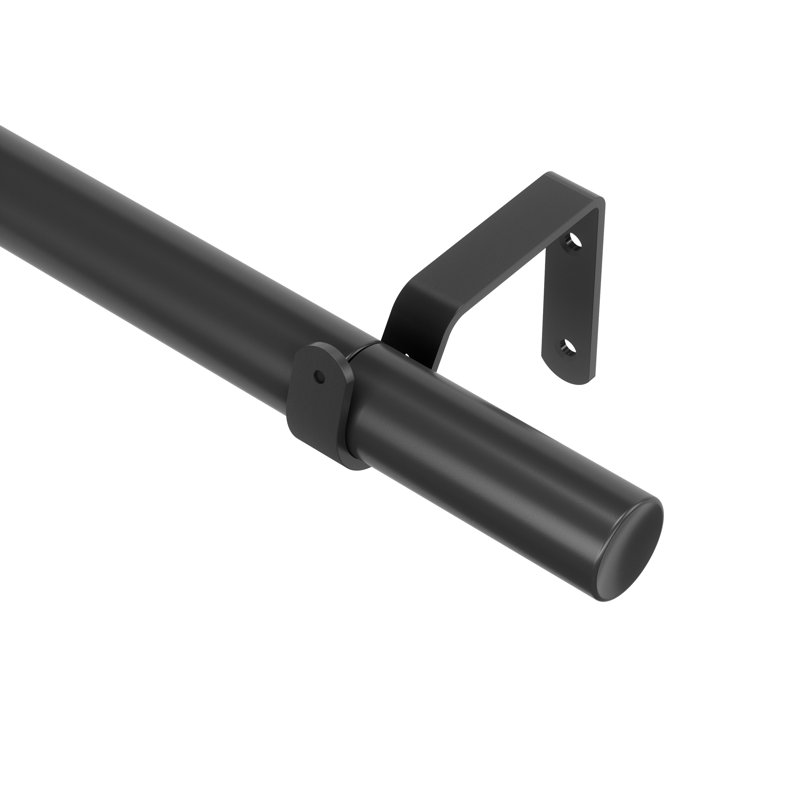 Matte Black Expandable Steel Curtain Rod with Cylindrical Finials