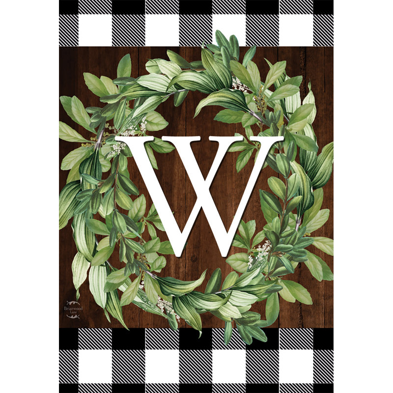 Wreath Monogram W Garden Flag