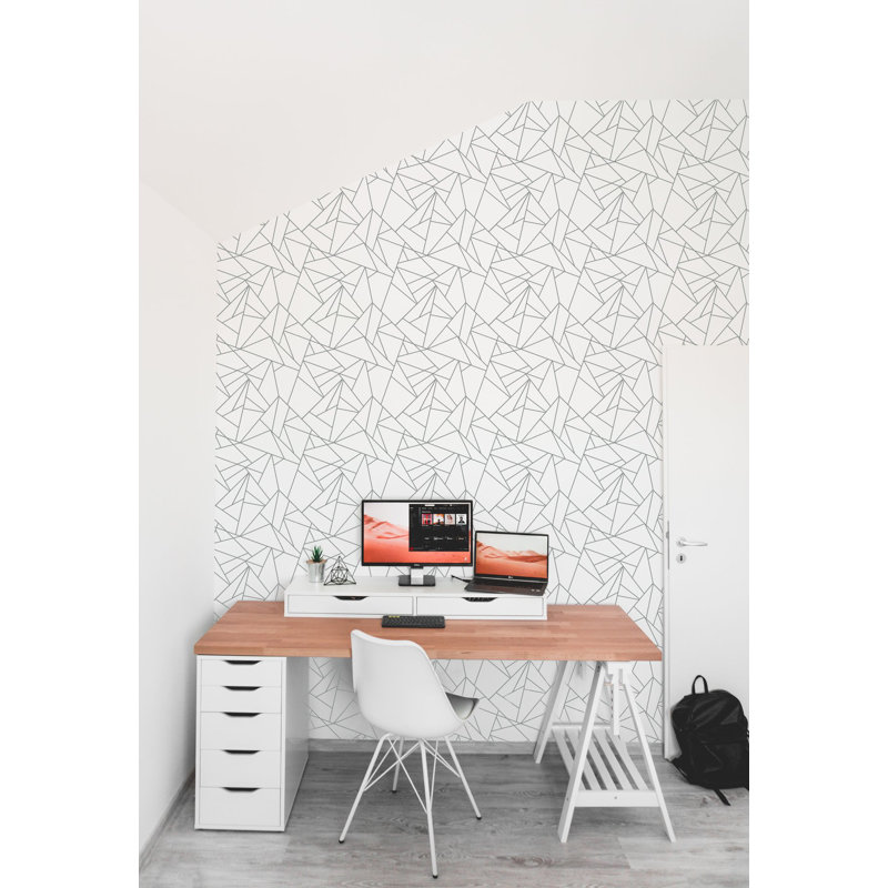 Origami Geometric Wallpaper Roll by Jamie Graney, Rose Gold/White