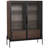 Freestanding Display Cabinet With 2 Storage Drawers, Glass Doors, 4-Tier Adjustable Shelves, And LED Light For Modern Living Spaces