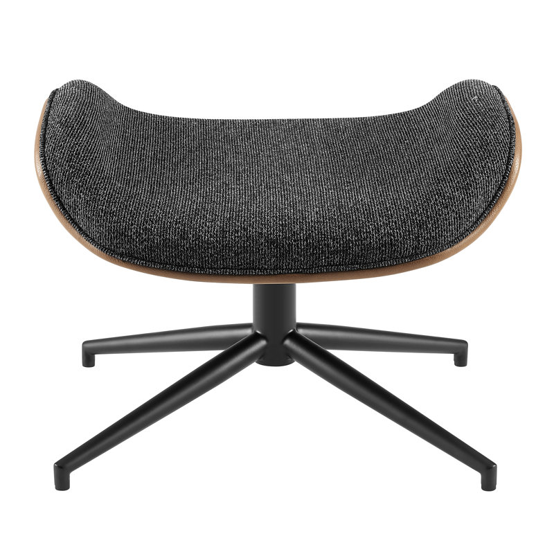 Somerton Ottoman In Black Fabric And Brown Leatherette With Matte Black Base - Set Of 1, Brown