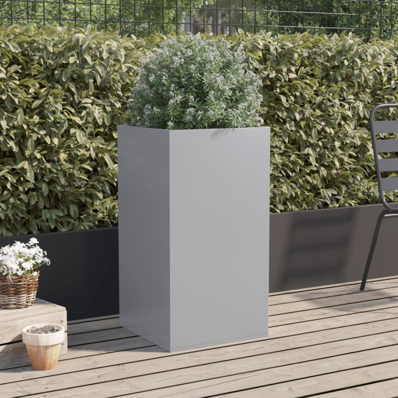 Planter Steel, 75cm H x 42cm W x 38cm D, Silver Grey
