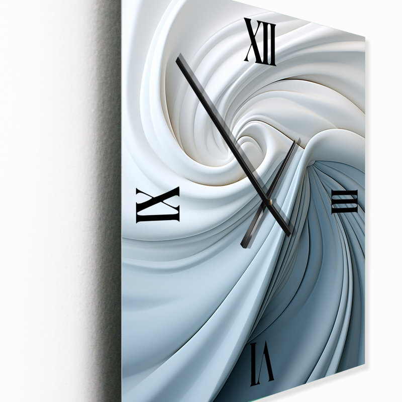 Horloge murale spirale abstraite blanche et bleue Zen Zephyr Spiral II, Petit