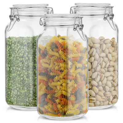 Brightware Food Storage Jars with Airtight Lids Set – 76 oz – Set of 3