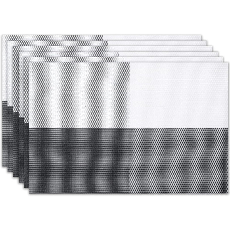 Ensemble de 6 napperons en vinyle lavables pour l'intérieur et l'extérieur pour la table de salle à manger