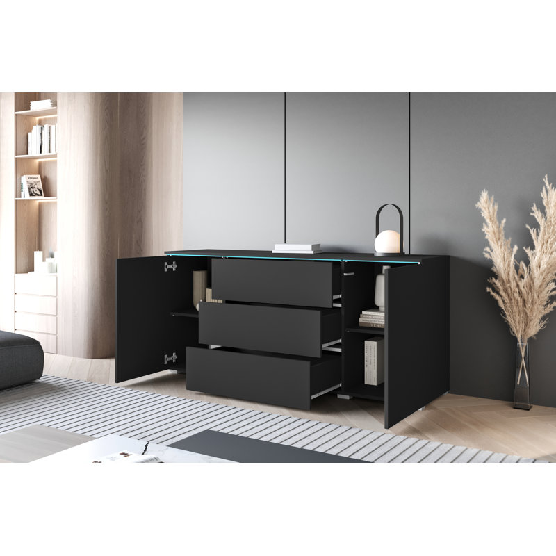 Aayran 150cm Sideboard, Black Graphite