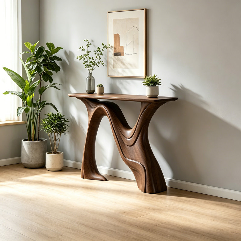 Console Modern Light Luxury, 33.5" H x 59.1" W x 11.8" D, Brun, Brun, Brown