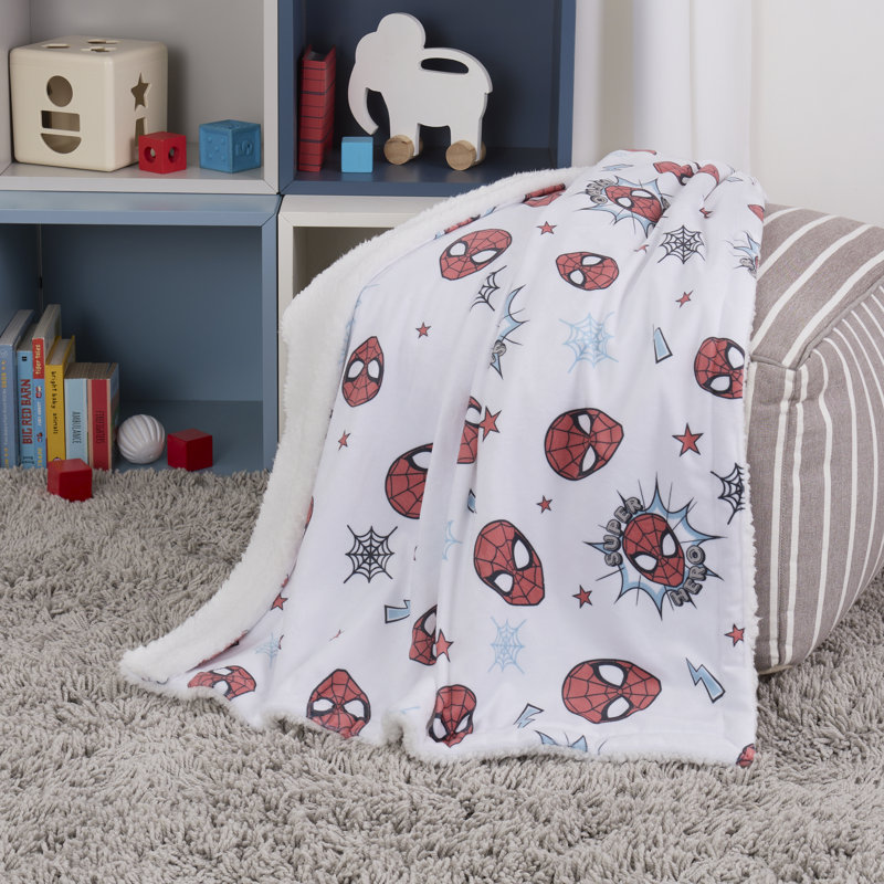 Couverture pour bébé Sherpa Nojo Marvel Spider-man Super Hero, rouge, gris, blanc