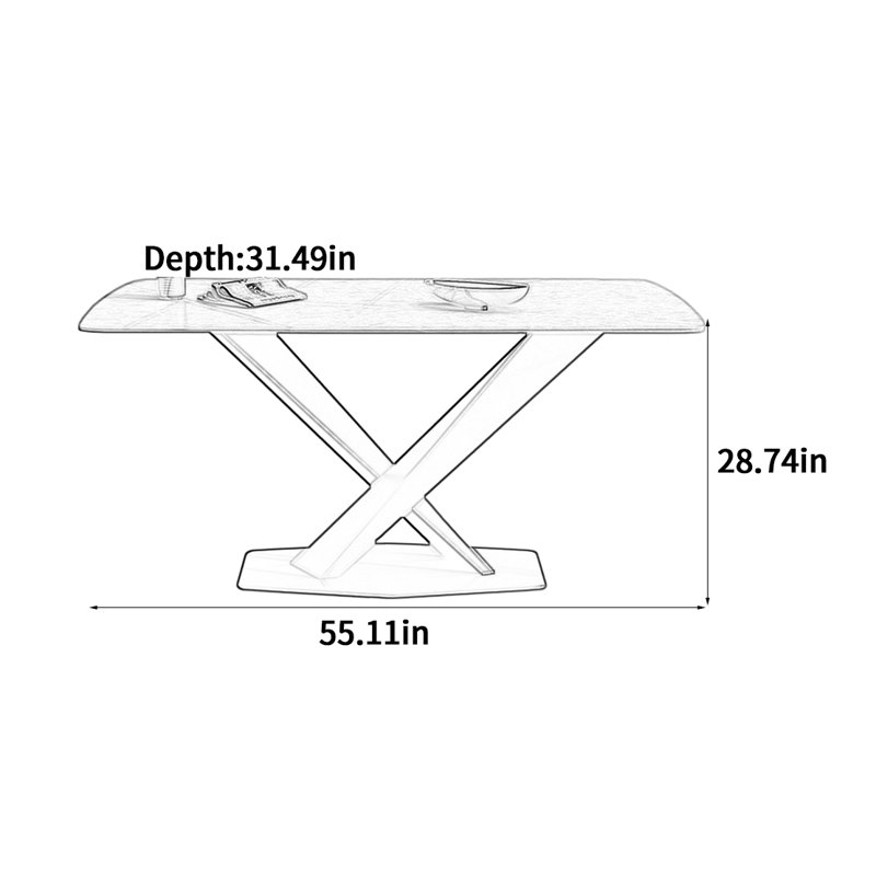 Table de salle à manger Light, H 28,74 po x L 55,11 po x l 31,49 po