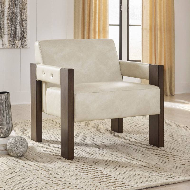 Fauteuil d'appoint Hira, Similicuir beige