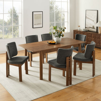 Alba 7-Piece Dining Set In Walnut Charcoal