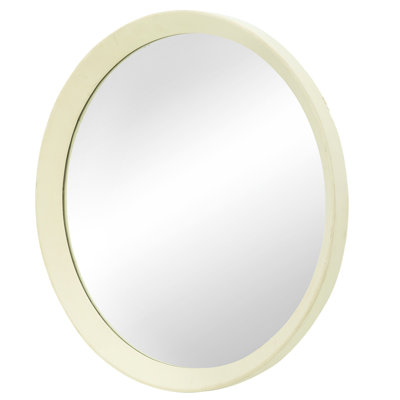 Cream Colored Mango Wood Mirror - Enhance Your Interior Design 20" Round Wall Transform Decor Style
