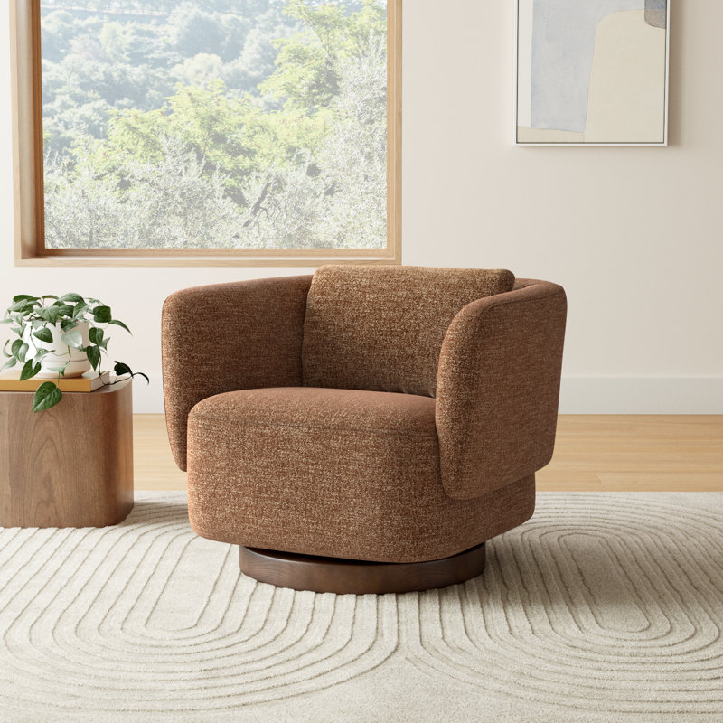 Morello Upholstered Swivel Armchair, Magonia Camel Tweed