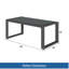 Table basse d'extérieur toutes saisons 44 po x 22 po en aluminium gris avec plateau en verre trempé | Idée de cadeau