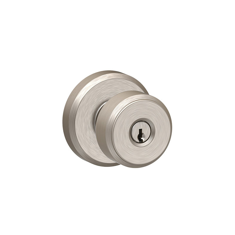 Bowery Keyed Entry Knob with Greyson Trim, Satin Nickel