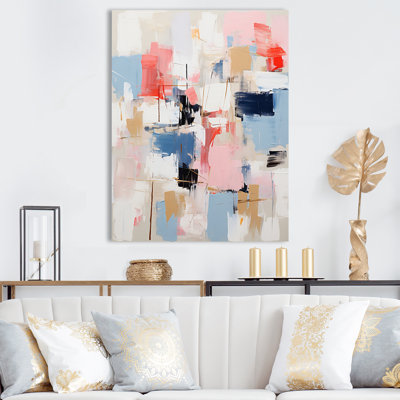 Missing You Abstract Blue And Red - Abstract Painting Wall Art Living Room