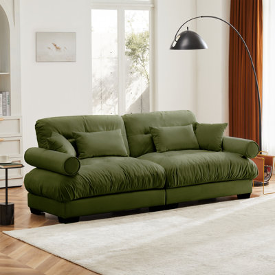 Canapé en velours avec coussins de taille et coussins décoratifs, convient au salon, au loft, aux espaces de travail, au couloir et à la chambre à coucher