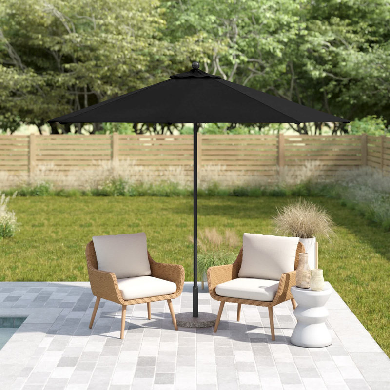 Parasol de marché 9 pi Maria, Toile Sunbrella® noir