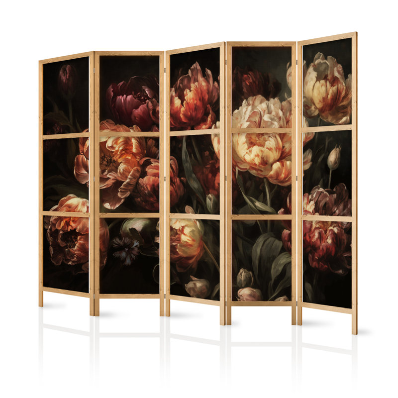 171cm H Solid Wood Folding Room Divider, 171cm H x 225cm W x 1.2cm D, 5