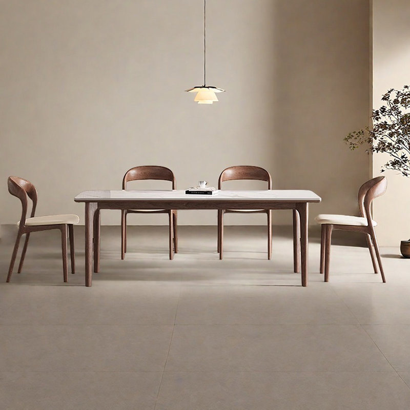 Modern deluxe rectangular rock plate dining table, 29.53"H x 59.06"L x 31.5"W