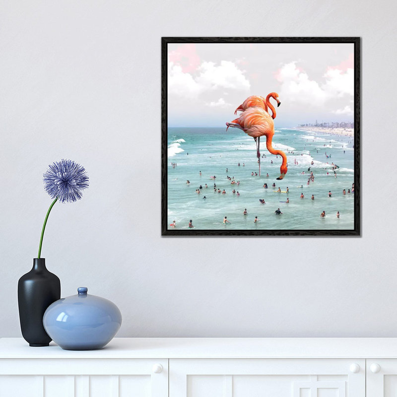 Beaching Around 1 Piece Wall Art on Canvas, 45.72 cm H x 45.72 cm W, Black Framed