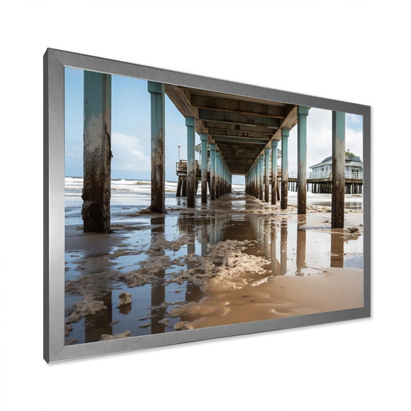 Pier Abstract Pier An I - Coastal Pier Wall Decor, H 12 po x l 20 po x P 1 po, Cadre simple argenté
