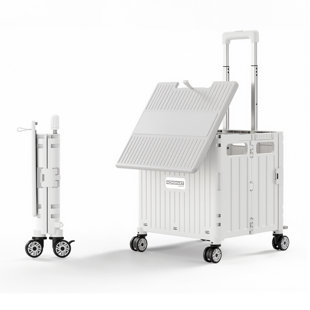 Viviendo Foldable 65L Sliding Lid Shopping Cart, White