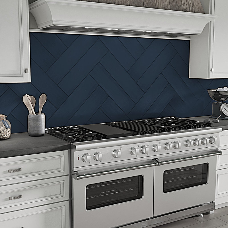 Refinery Semi-Polished 6'' W x 24'' L Porcelain Singular Tile, Navy