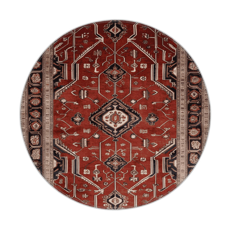 Tapis d'intérieur et d'extérieur brun Persian, Rond 5 pi