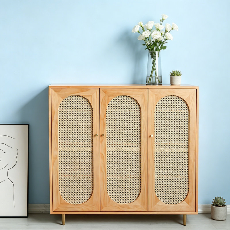 Rangement à chaussures moderne et minimaliste en rotin