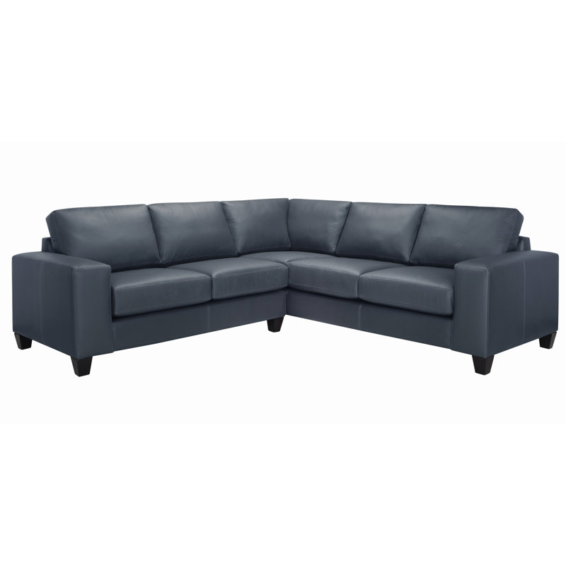 Canapé modulaire de 95 po Gilford, Cuir véritable bleu