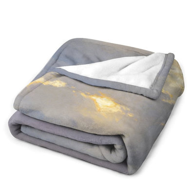 Sky Landscape Print Luxury Flannel Throw Blanket, Soft Warm Fuzzy Blanket for Living Room Sofa Bed Home Decor