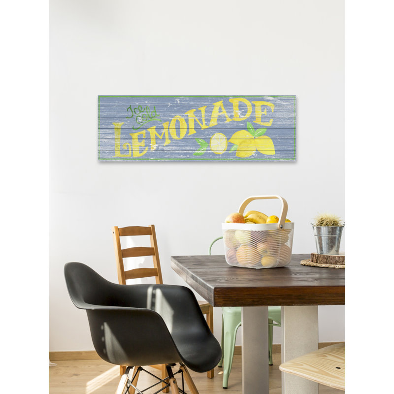 Limonade jaune-art textuel sur bois sans cadre, H 15 po x l 45 po x P 1,5 po