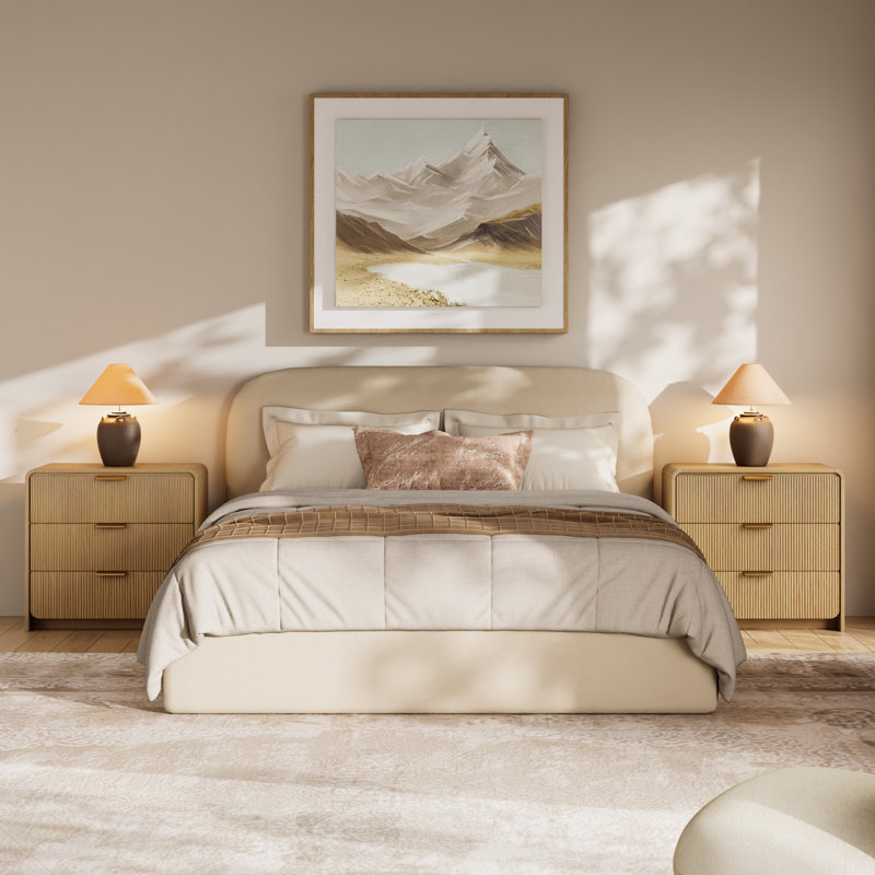 3-Drawer 31.5''W Nightstand for Bedroom, Modern Bedside End Table w/ Storage, 29.53" H x 31.5" W x 15.59" D, Oak, Set of 2