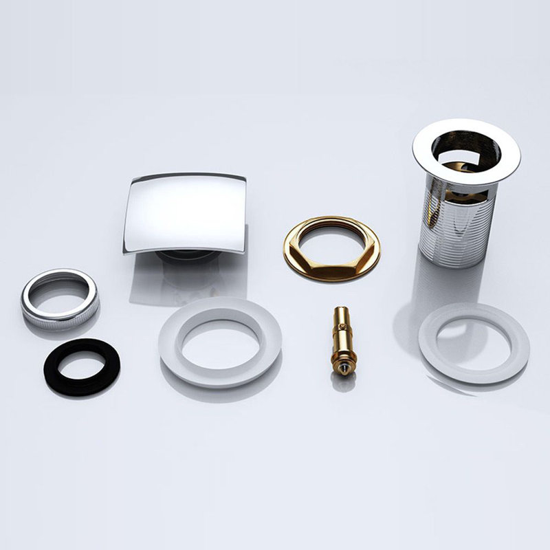  Push Pop Up Chrome Basin Waste Plug - Slotted Suitable for Sink with Overflow - Rising Square Push Button