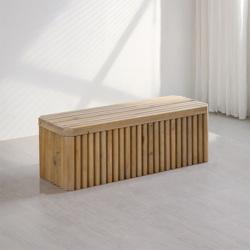 Repose-pieds de rangement en bois massif rétro