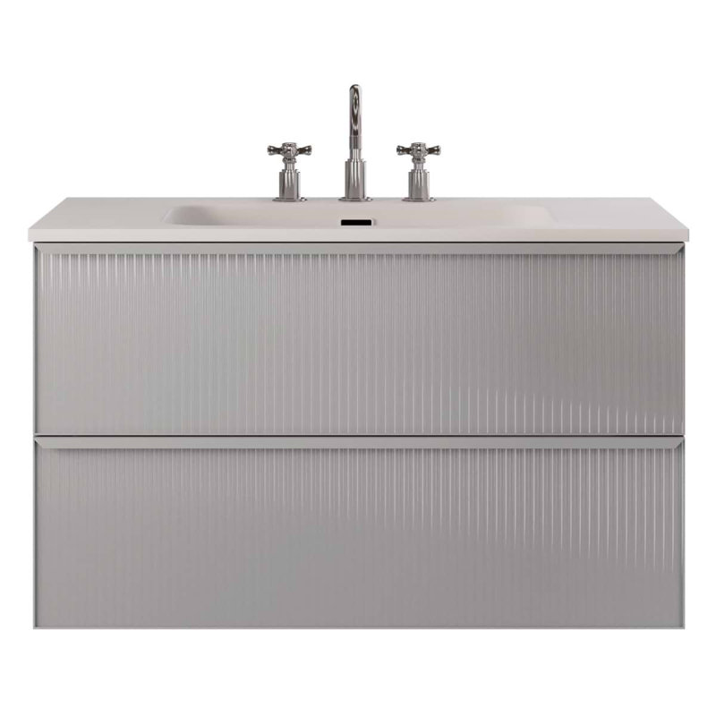 Astor 42" Single Vanity With Integrated White Solid Surfacetop, Pearl, 36"