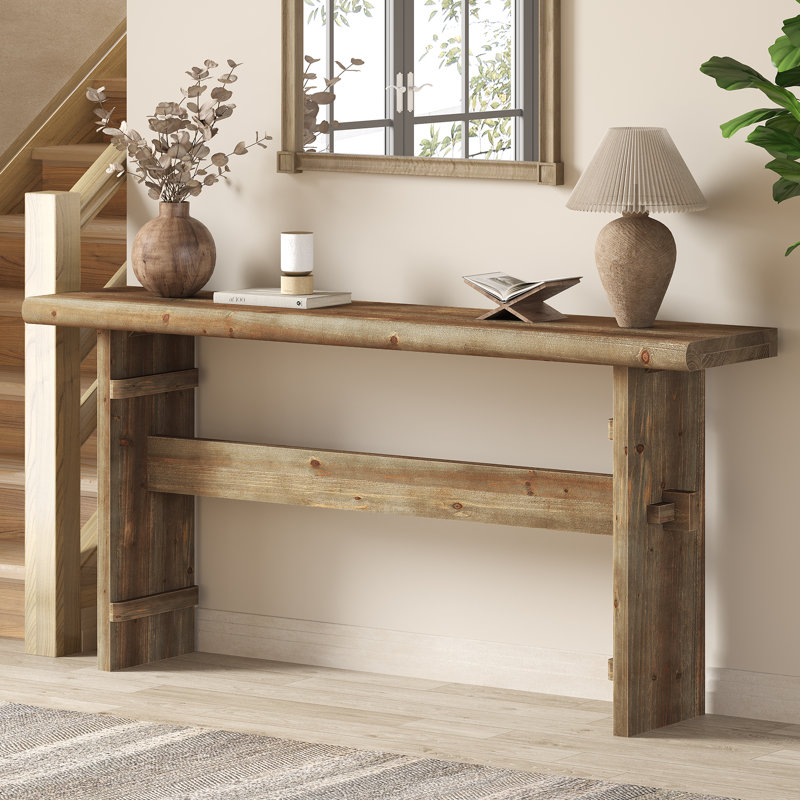Console 63 po en bois massif pour vestibule, Brun grisâtre