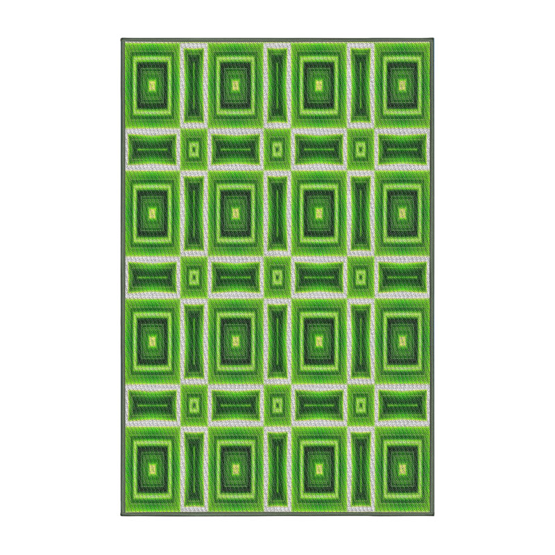 Tapis vert à motif géométrique Kinde, Rectangle 5 pi x 8 pi