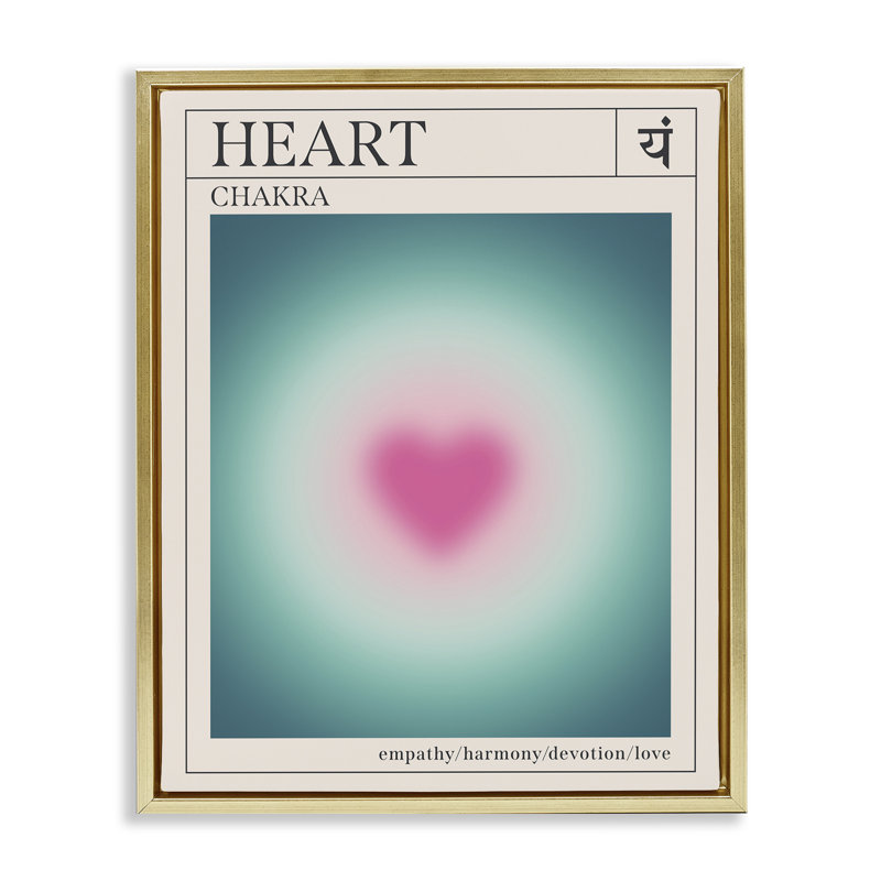 «Heart Chakra Meditation», art mural encadré flottant, H 21 po x l 17 po, Cadre flottant métallique doré