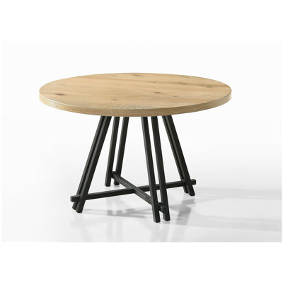 Tate Oak Finish 47" Round Dining Table with Metal Base