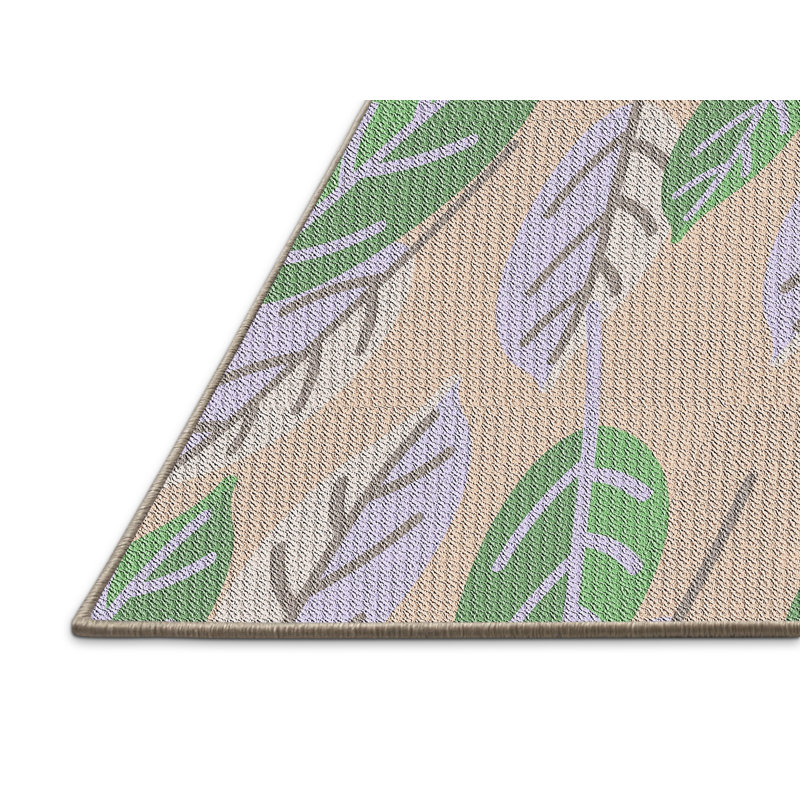 Tapis vert/mauve à motifs, Rectangle 2 pi x 3 pi