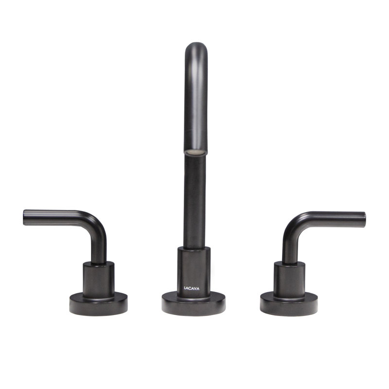 Cigno Widespread Bathroom Faucet with Drain Assembly, Matte Black