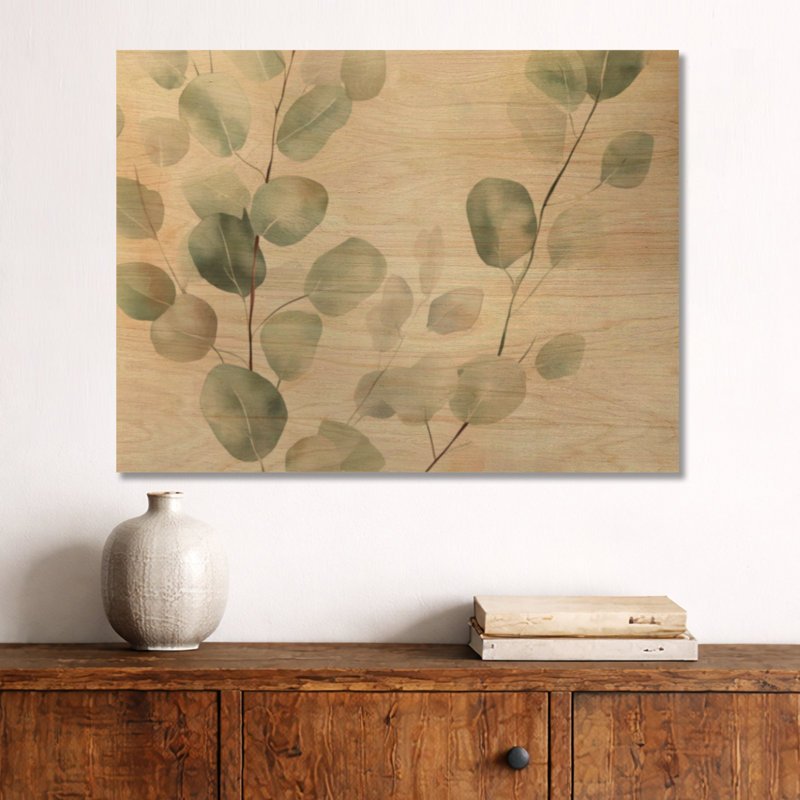 Fard à joues eucalyptus rosé I - verdure, art mural en bois, H 24 po x l 32 po, Rectangulaire