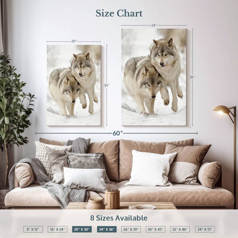 Brampt Playful Gray Wolves, 36" H x 24" W