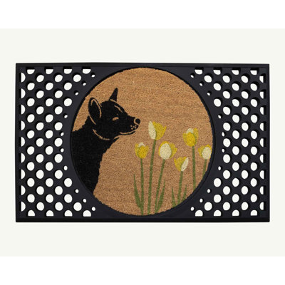 Ensemble de tapis d'entrée pour chien 4 chats et chiens, Spring Dog Sniff the Tulips